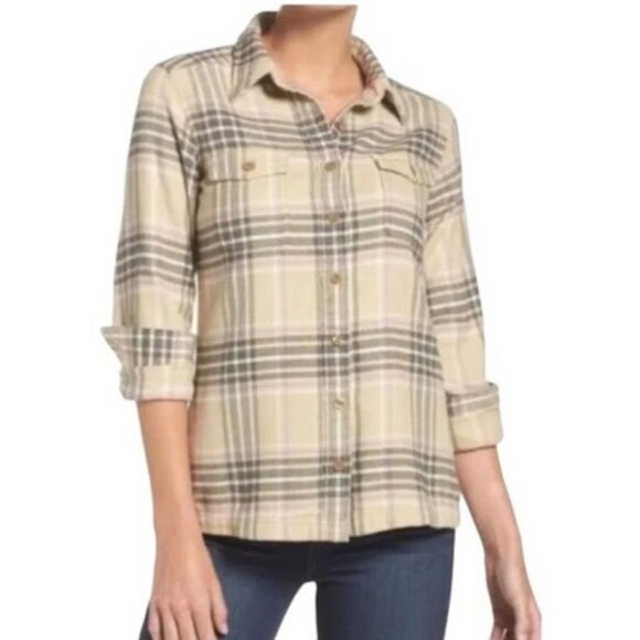 Patagonia Tops - PATAGONIA | Brown Long Sleeve Fjord Plaid Flannel Cotton Shirt Mojave Khaki 6